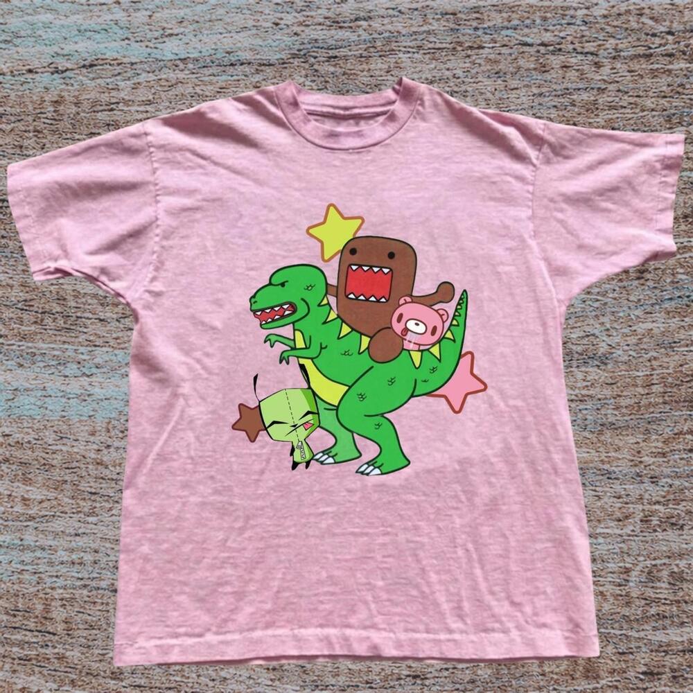 Domo Kun Dinosaur Gloomy Bear GIR Graphic Vintage Y2K Pink T-Shirt